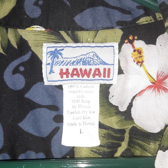 Hawaii Hawaiian Shirt Mens Size L Floral Parrot Made In Hawaii Button Up Aloha - Picture 5 of 8